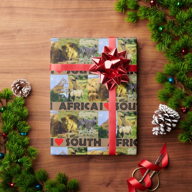 Papier Cadeau I Heart Afrique du Sud Photos de la faune (Cadeau de vacances)