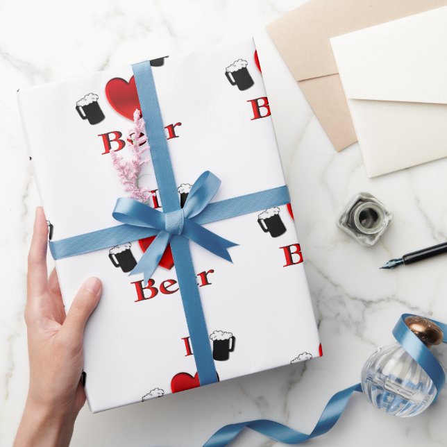 Papier Cadeau I Heart Beer Design (Cadeaux)
