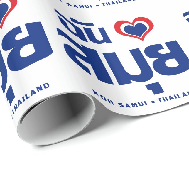 Papier Cadeau I Heart (J'aime) Koh Samui (Thaïlande) (Coin rond)