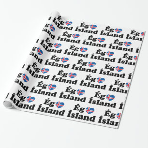 Papier Cadeau I Heart (Love) Islande [Ég Elska Ísland] Islandais