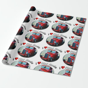 Papier Cadeau I hot rod de coeur - papier d'emballage mat, 30" x