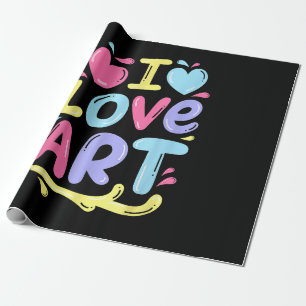 Papier Cadeau I Love Art, Peintre Artiste Peinture colorée Cadea