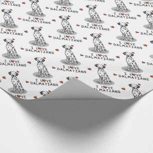 Papier Cadeau I Love Dalmatians (noir 1) Coeurs mignons
