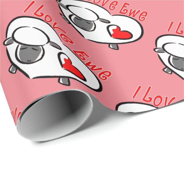 Papier Cadeau I Love Ewe Citations romantiques (Coin rond)