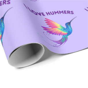 Papier Cadeau I Love Hummers Exotic Rainbow Hummingbird Flying