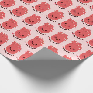 Papier Cadeau I Love My Heart - Coeur souriant mignon