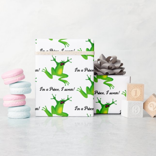 Papier Cadeau I’m a Fairy Tale Prince Funny Green Frog Cartoon (Baby Shower)