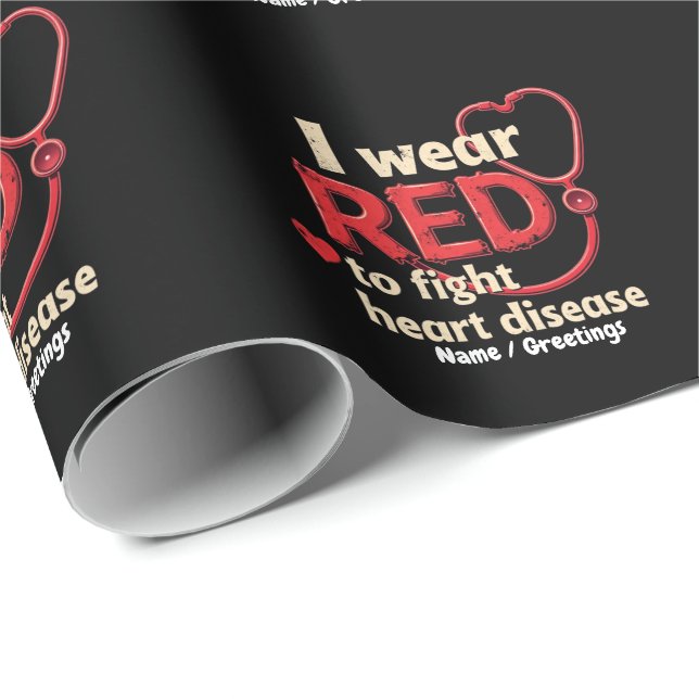 Papier Cadeau I Wear Red to Fight Heart Disease Support National (Coin rond)