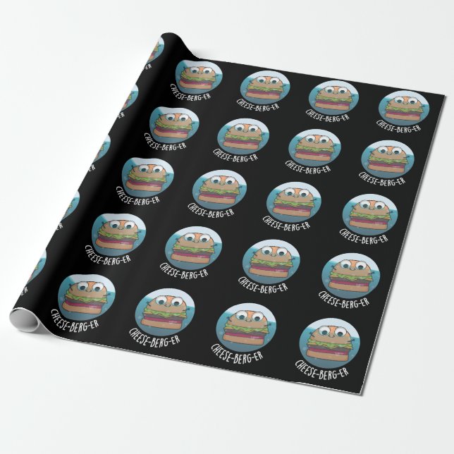 Papier Cadeau Ice-berg-er Funny Cheeseburger Pun Dark BG (Déroulé)