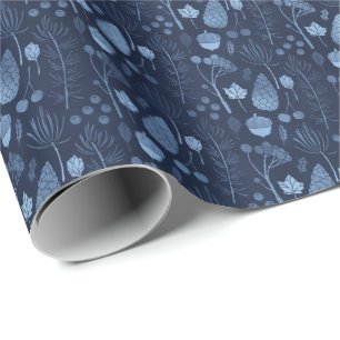 Papier Cadeau Ice Bleu Arbre Botanique Noël Gite Cadeau