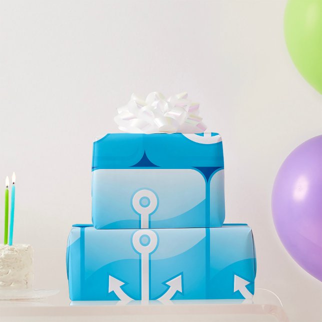 Papier Cadeau Icône Ancre bleue marine moderne (Créateur téléchargé)