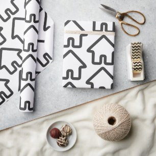 Papier Cadeau Icône de motif d'architecture de maison de biens i