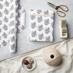 Papier Cadeau Icône d'épi de maïs sucré noir et blanc