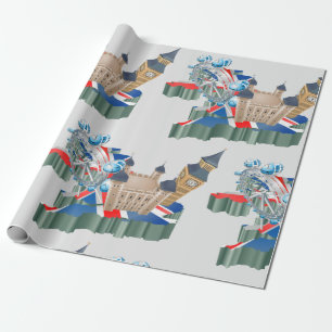 Papier Cadeau Icone Londres Points de repère Carte Royaume-Uni V