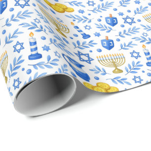 Papier Cadeau Icônes de célébration de Hanukkah 