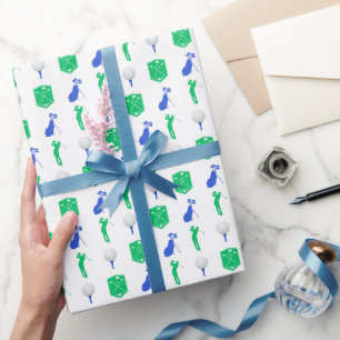 Papier Cadeau Icônes de golf bleu et vert