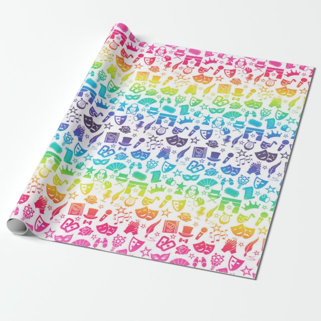 Papier Cadeau Icônes du théâtre enveloppant papier (Déroulé)