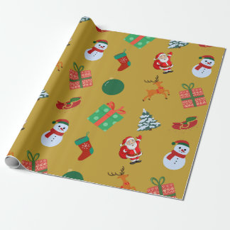Papier Cadeau Icônes Gold Christmas