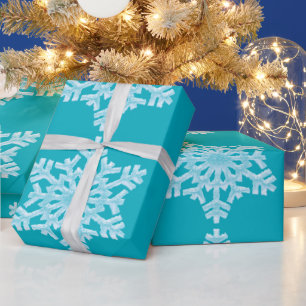 Papier Cadeau Icy Aqua Turquoise Froid Snowflakes hiver Noël