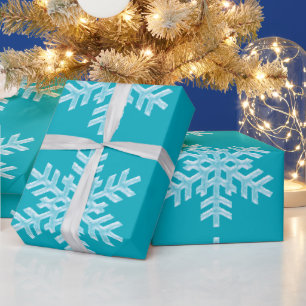 Papier Cadeau Icy Aqua Turquoise Froid Snowflakes hiver Noël