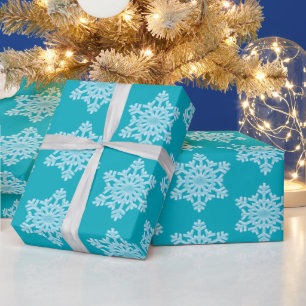 Papier Cadeau Icy Aqua Turquoise Froid Snowflakes hiver Noël W