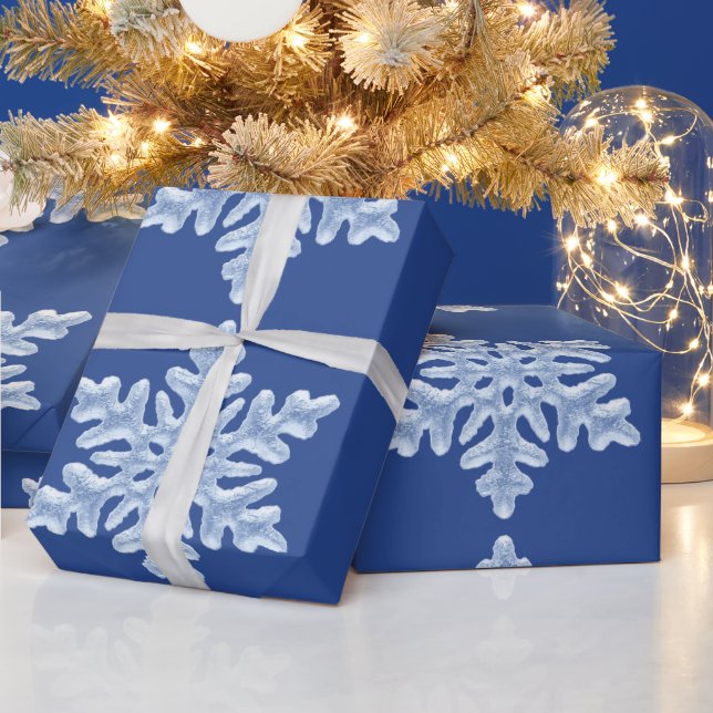 Papier Cadeau Icy Blue Frosty Winter Frosty Snowflakes Noël (Vacances)