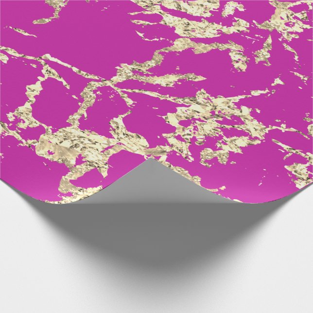 Papier Cadeau Idée cadeau Fuchsia Gold Marble Strokes (Coin)