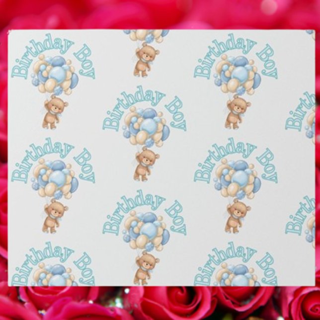 Papier Cadeau Idée d'anniversaire de l'ours (Make your little one's birthday extra special with our adorable Birthday Boy Bear wrapping paper.)