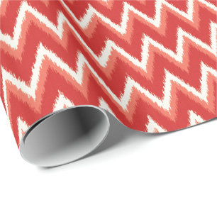 Papier Cadeau Ikat Chevron Stripes - Rust Orange et Blanc