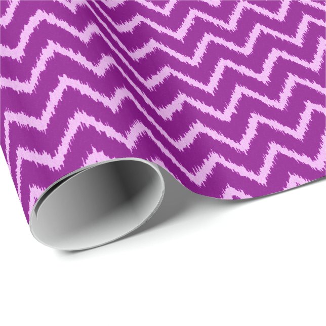 Papier Cadeau Ikat Chevrons - Améthyste violet et orchidée légèr (Coin rond)
