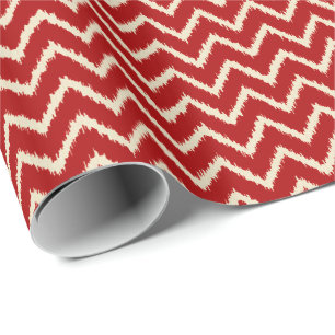 Papier Cadeau Ikat Chevrons - Chinois rouge et tan