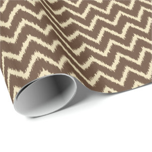 Papier Cadeau Ikat Chevrons - Chocolat brun et bronze