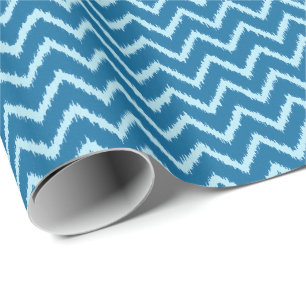 Papier Cadeau Ikat Chevrons - Indigo et bleu pâle