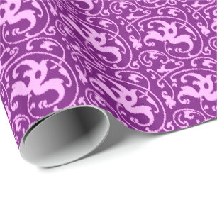 Papier Cadeau Ikat Floral Damask - Orchidée et violet