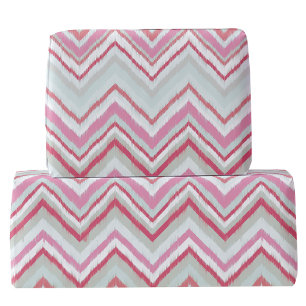 Papier Cadeau Ikat moderne Chevron rayure Abstraite rose vert