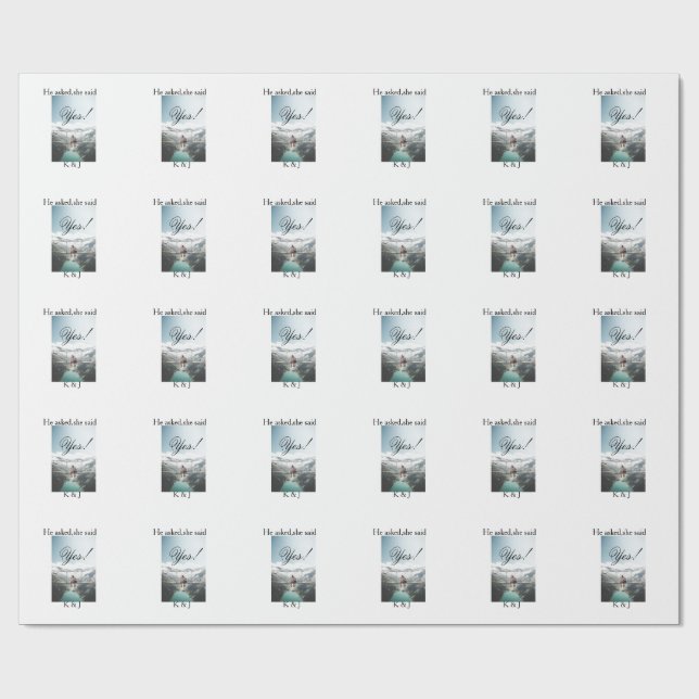 Papier Cadeau Il a demandé elle a dit oui photo de fiançailles n (Plat)