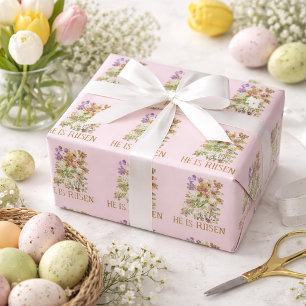 Papier Cadeau Il Est Ressuscité Floral de Pâques 