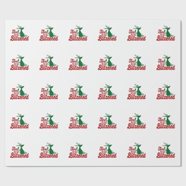 Papier Cadeau Il est temps de se faire Blitzened Christmas Reind (Plat)