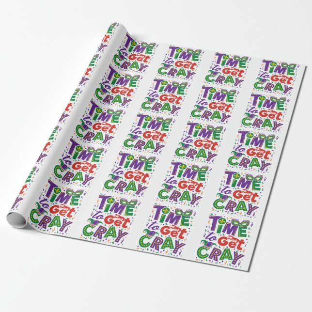 Papier Cadeau Il est temps d'obtenir Cray Crawfish Mardi Gras (Déroulé)