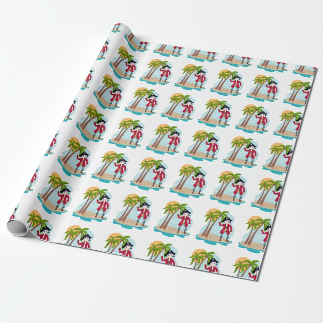Papier Cadeau Île de garçon et de trésor de pirate (Déroulé)