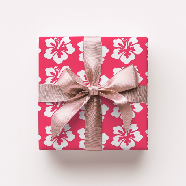 Papier Cadeau Ile tropicale Hibiscus Hawaïen Flowe rose (Créateur téléchargé)