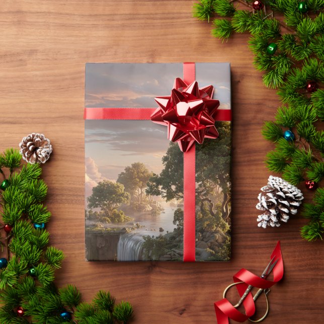 Papier Cadeau Îles Surréalistes Flottant Avec Cascades (Cadeau de vacances)