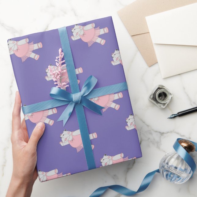 Papier Cadeau illusima Ballerine Hippopotame Violet (Cadeaux)