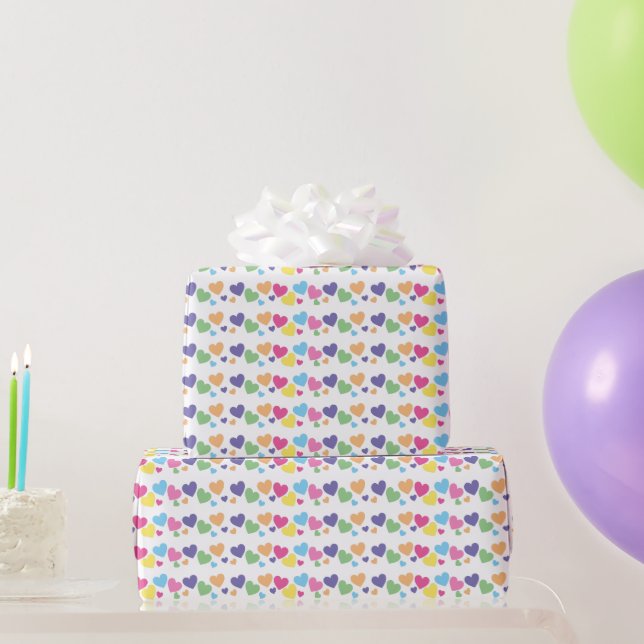 Papier Cadeau illusima fête de coeurs d'amour arc-en-ciel (Cadeaux de fête)