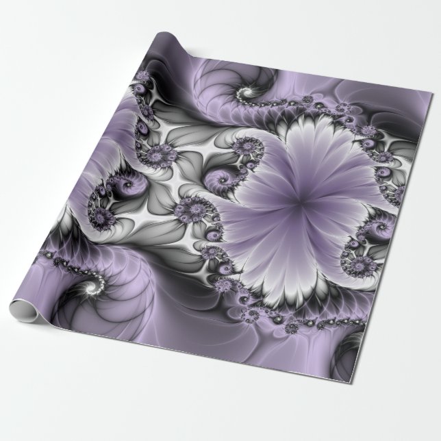Papier Cadeau Illusion Lilac Abstrait Floral Fractal Art Imagina (Déroulé)
