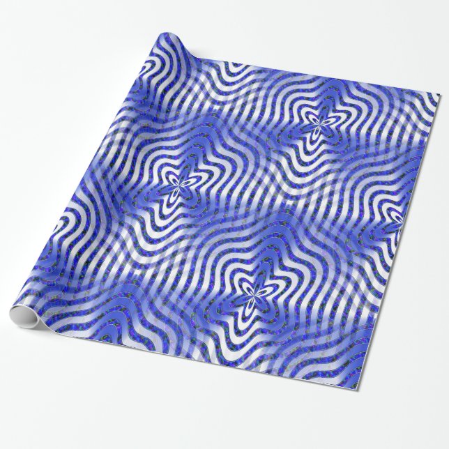 Papier Cadeau Illusions en bleu.... (Déroulé)