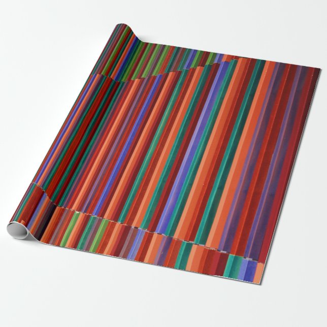 Papier Cadeau Illustration à rayures multicolores (Déroulé)