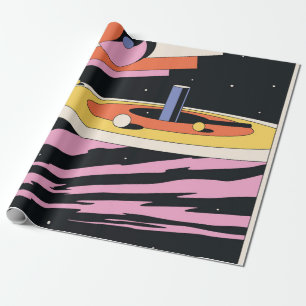 Papier Cadeau Illustration Abstraite de l'espace psychédélique,