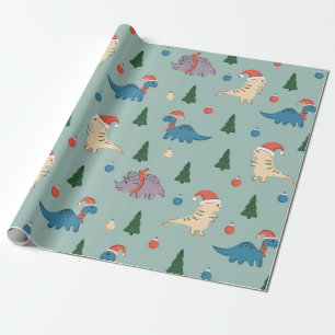 PAPIER CADEAU ILLUSTRATION AMUSANTE NOËL DINOSAUR CADEAU DE DINO