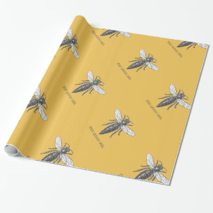 Papier Cadeau Illustration Antique d'Insecte de Bourdon Reine Ab